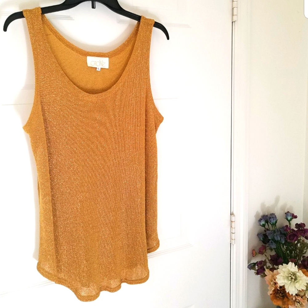 Cache Vintage Gold Sleeveless Top